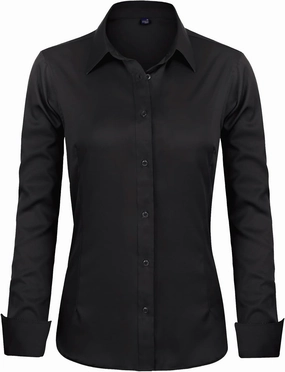 J.VER Womens Dress Shirts Long Sleeve Button Down Shirts Wrinkle-Free Solid Work Blouse
