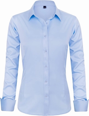 J.VER Womens Dress Shirts Long Sleeve Button Down Shirts Wrinkle-Free Solid Work Blouse