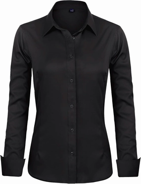 J.VER Womens Dress Shirts Long Sleeve Button Down Shirts Wrinkle-Free Solid Work Blouse