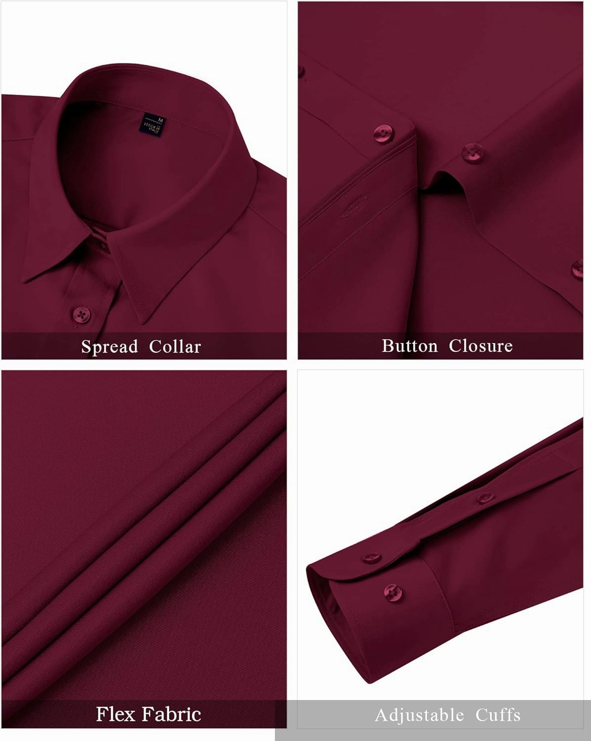J.VER Womens Dress Shirts Long Sleeve Button Down Shirts Wrinkle-Free Solid Work Blouse