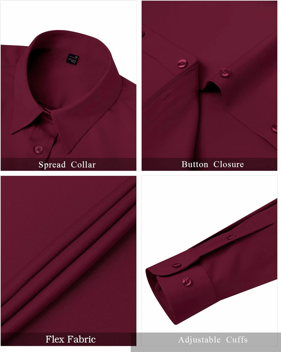 J.VER Womens Dress Shirts Long Sleeve Button Down Shirts Wrinkle-Free Solid Work Blouse