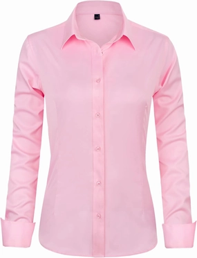 J.VER Womens Dress Shirts Long Sleeve Button Down Shirts Wrinkle-Free Solid Work Blouse