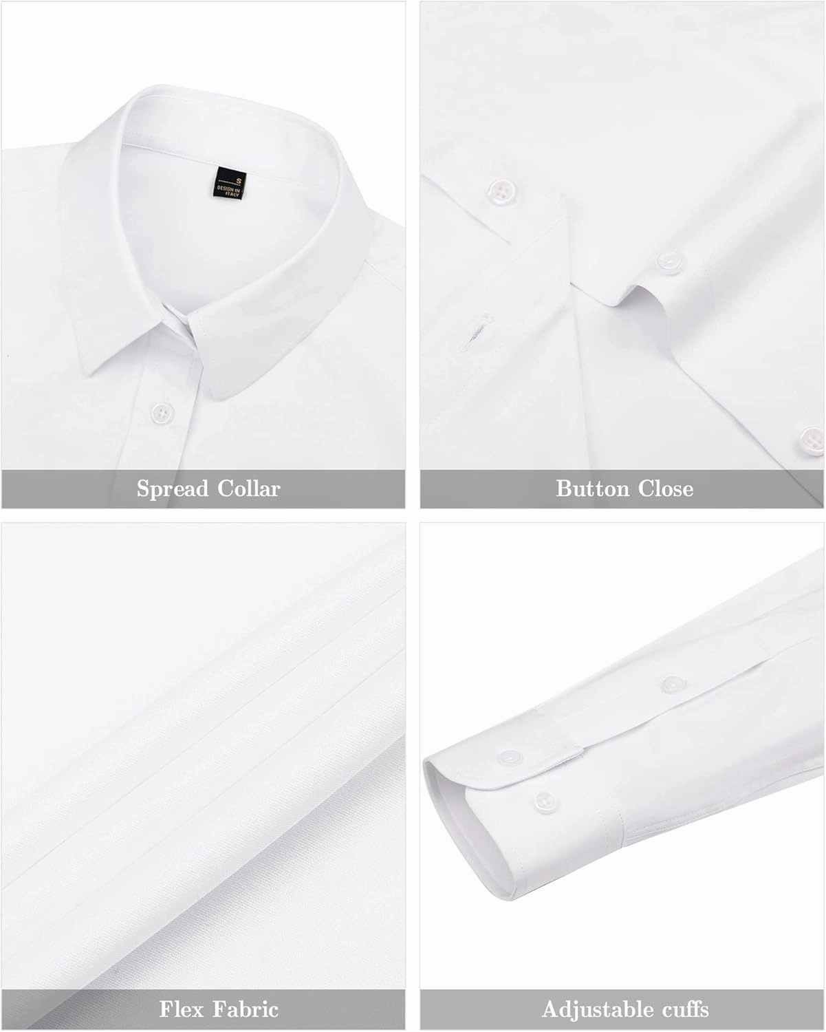 J.VER Womens Dress Shirts Long Sleeve Button Down Shirts Wrinkle-Free Solid Work Blouse