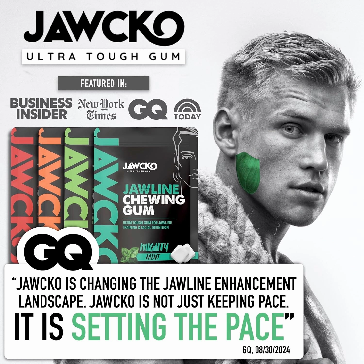 JAWCKO Ultra-Tough Jawline Chewing Gum | Get a Stronger, Squarer Jawline | Watermelon Jaw Training Hard Gum | 15X Strength | Chisel, Sculpt, Tone your Jaw | Facial Fitness Mewing Gum | 40 Pieces/Pack