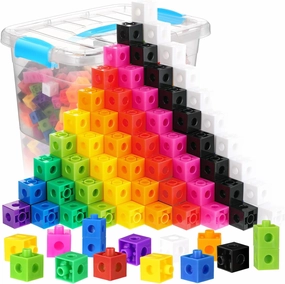 Jenaai 200 Pcs Math Cubes Counting Blocks Linking Connecting Cubes Math Manipulatives with Storage Container Educational Toy for Kids Age 4-8 Kindergarten STEM Activities Preschool(Blue)
