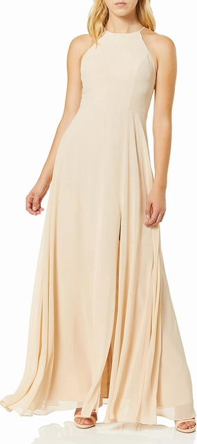 Jenny Yoo Women's Kayla A-line Halter Chiffon Long Dress