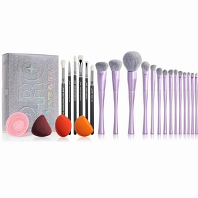 Jessup Makeup Sponge Set 3pcs, Eyeshadow Brush Set 6pcs, Makeup Brush Cleaner Mat and Makeup Box with Mirror T504 Bundled with Makeup Brushes Set Professional T512