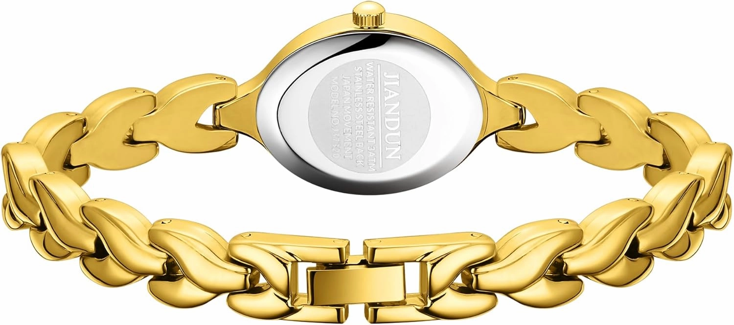 JIANDUN Vintage Women's Oval Bracelet Watch, Waterproof Stainless Steel Band with Adjustment Tool, Retro Ladies Quartz Wristwatch, Perfect for Daily Wear and Special Occasions
