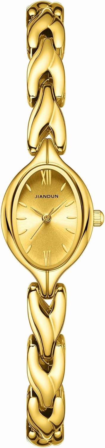 JIANDUN Vintage Women's Oval Bracelet Watch, Waterproof Stainless Steel Band with Adjustment Tool, Retro Ladies Quartz Wristwatch, Perfect for Daily Wear and Special Occasions