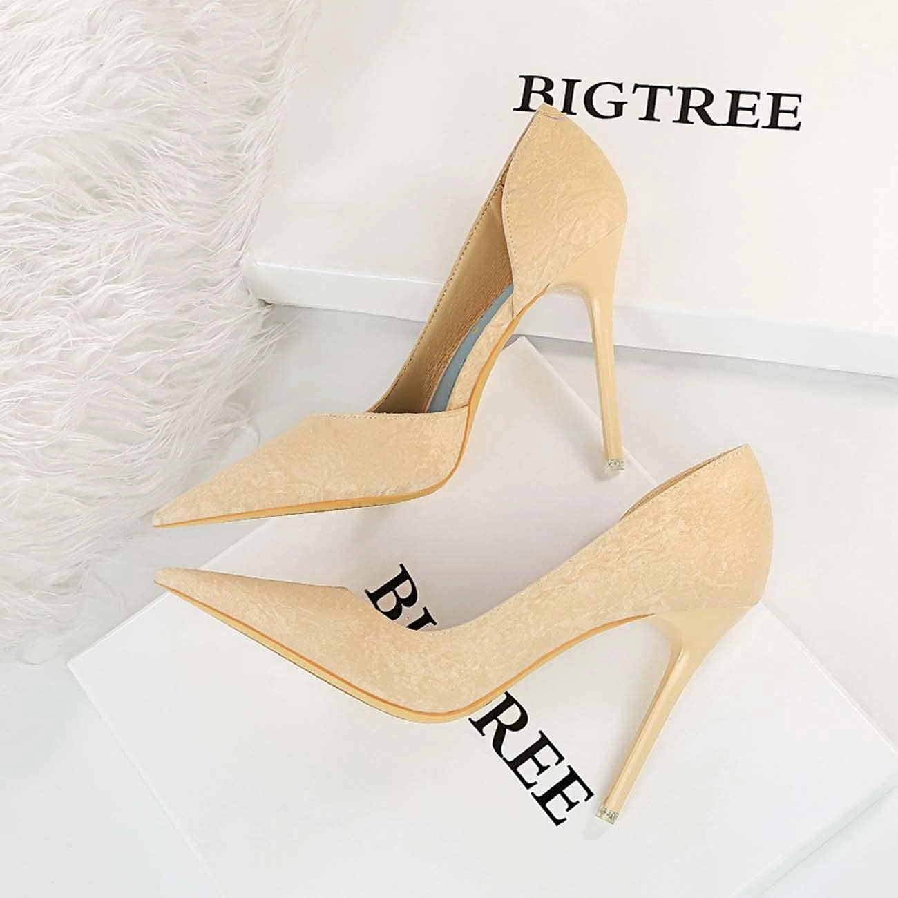 JOEupin Women Sexy Suede Pointed Toe Pumps High Heels Stilettos Prom Daily Classic Shoes