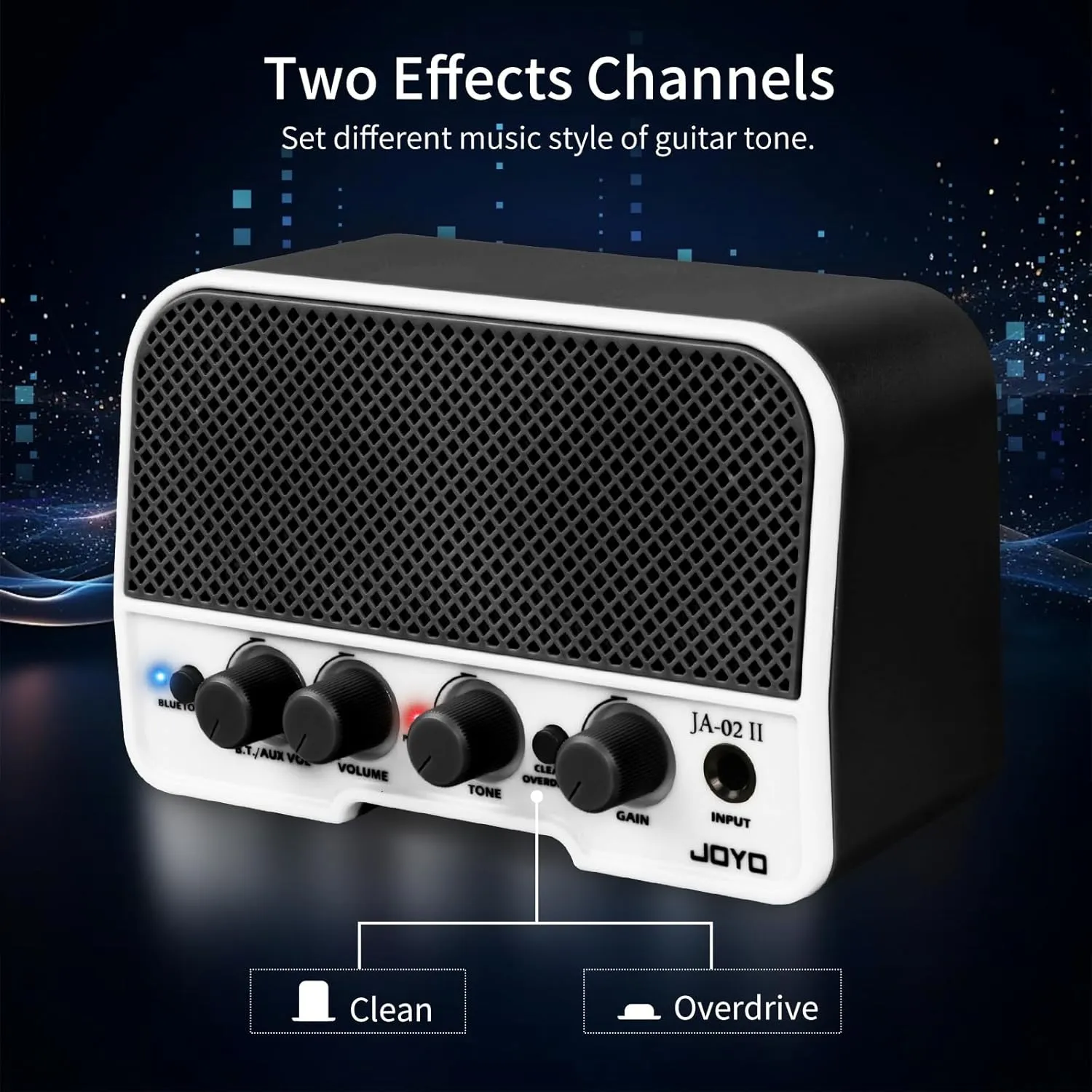 JOYO Mini Guitar Amplifier 5W Electric Guitar Amp Small Practice Amp with Bluetooth Clean & Overdrive Channels Portable Rechargeable (JA-02 II Black)