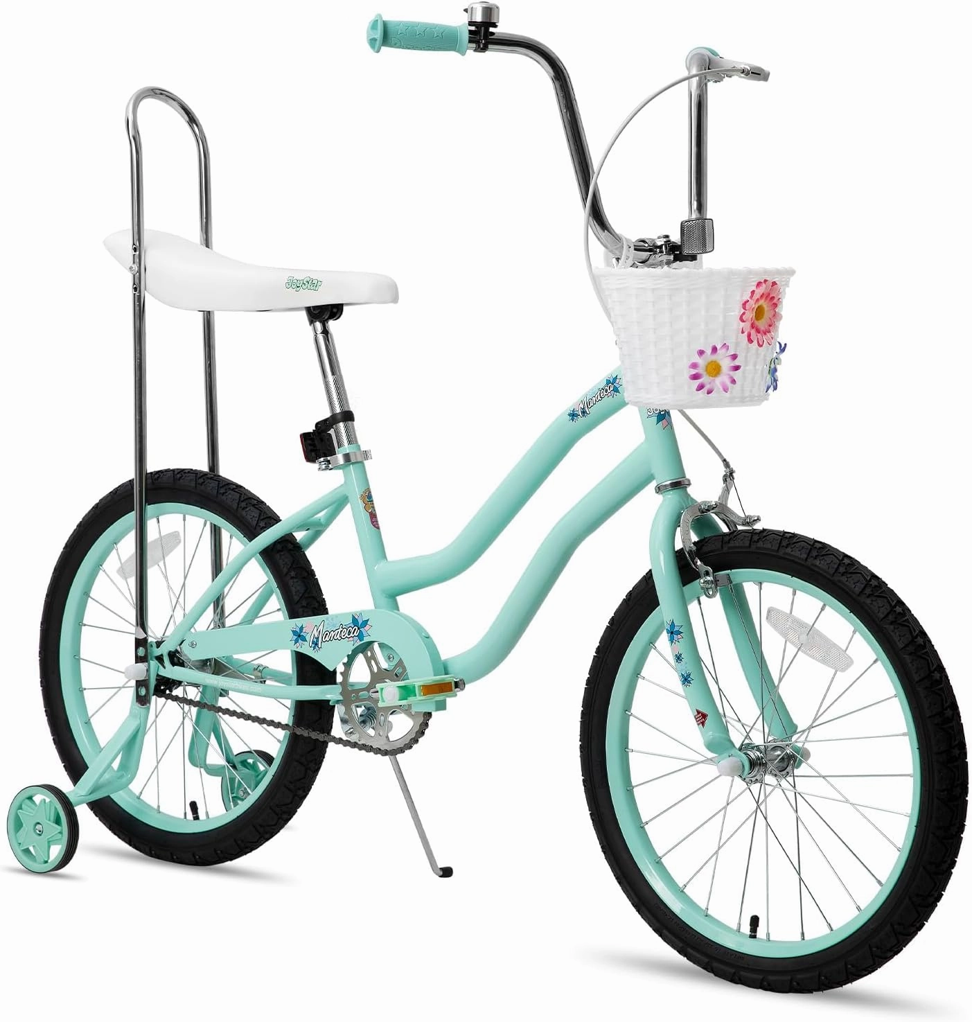 JOYSTAR 20 Inch Kids Bike with Training Wheels & Banana Seat, for Girls Ages 7 and Up, Kids' Lowrider Bicycle with Front Handbrake and Coaster Brakes, High Rise Handlebar - Multi Color