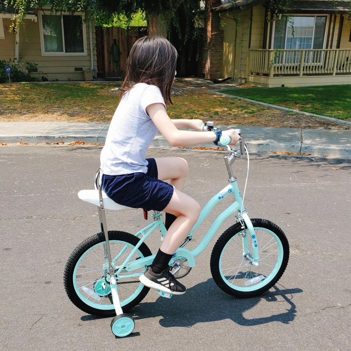 JOYSTAR 20 Inch Kids Bike with Training Wheels & Banana Seat, for Girls Ages 7 and Up, Kids' Lowrider Bicycle with Front Handbrake and Coaster Brakes, High Rise Handlebar - Multi Color