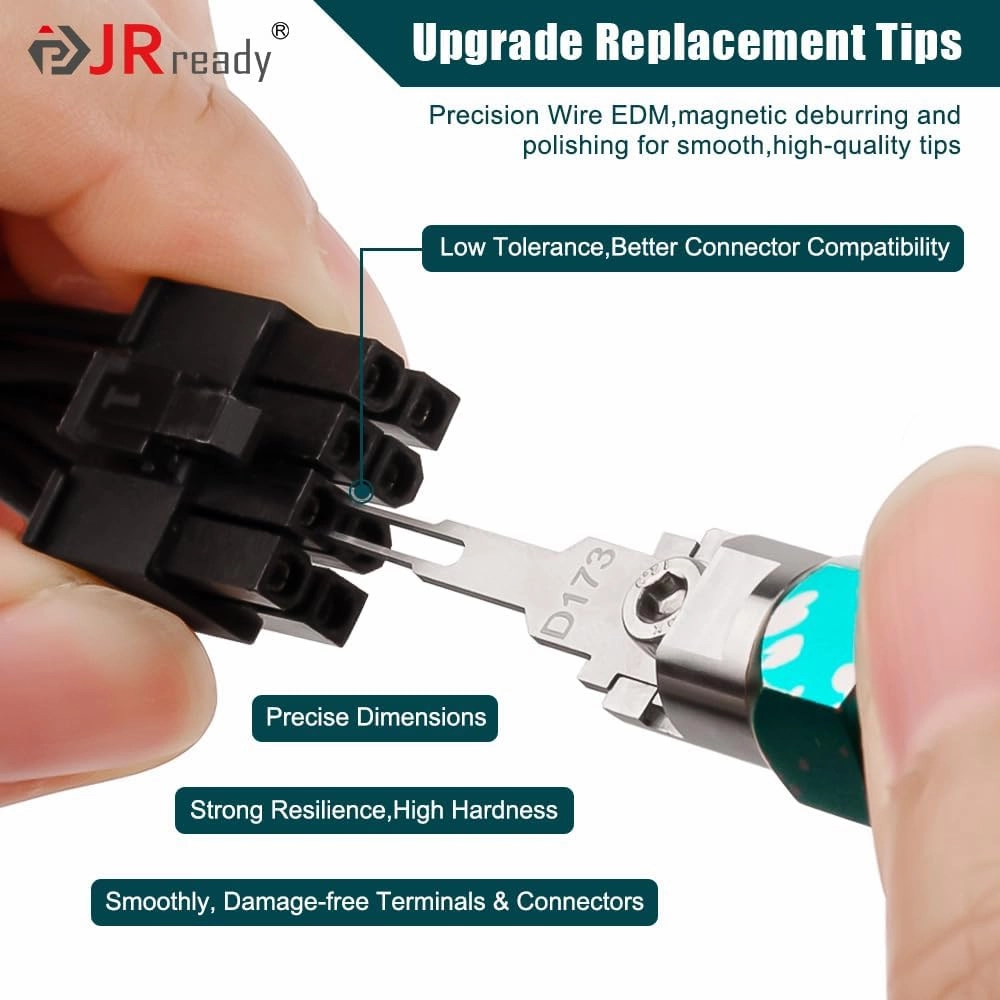 JRready ST5255-05 Pin Extractor Tool Kit Terminal Removal Tool with 5PCS Replacement Tips for Molex Mini-Fit Jr. Micro-Fit 3.0 3P/4P PC Fan, AMP Micro Mate-N-Lok Series Connectors