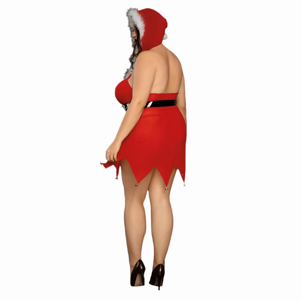 JSY 3-Piece Hooded Christmas Dress Costume Set - Curvy
