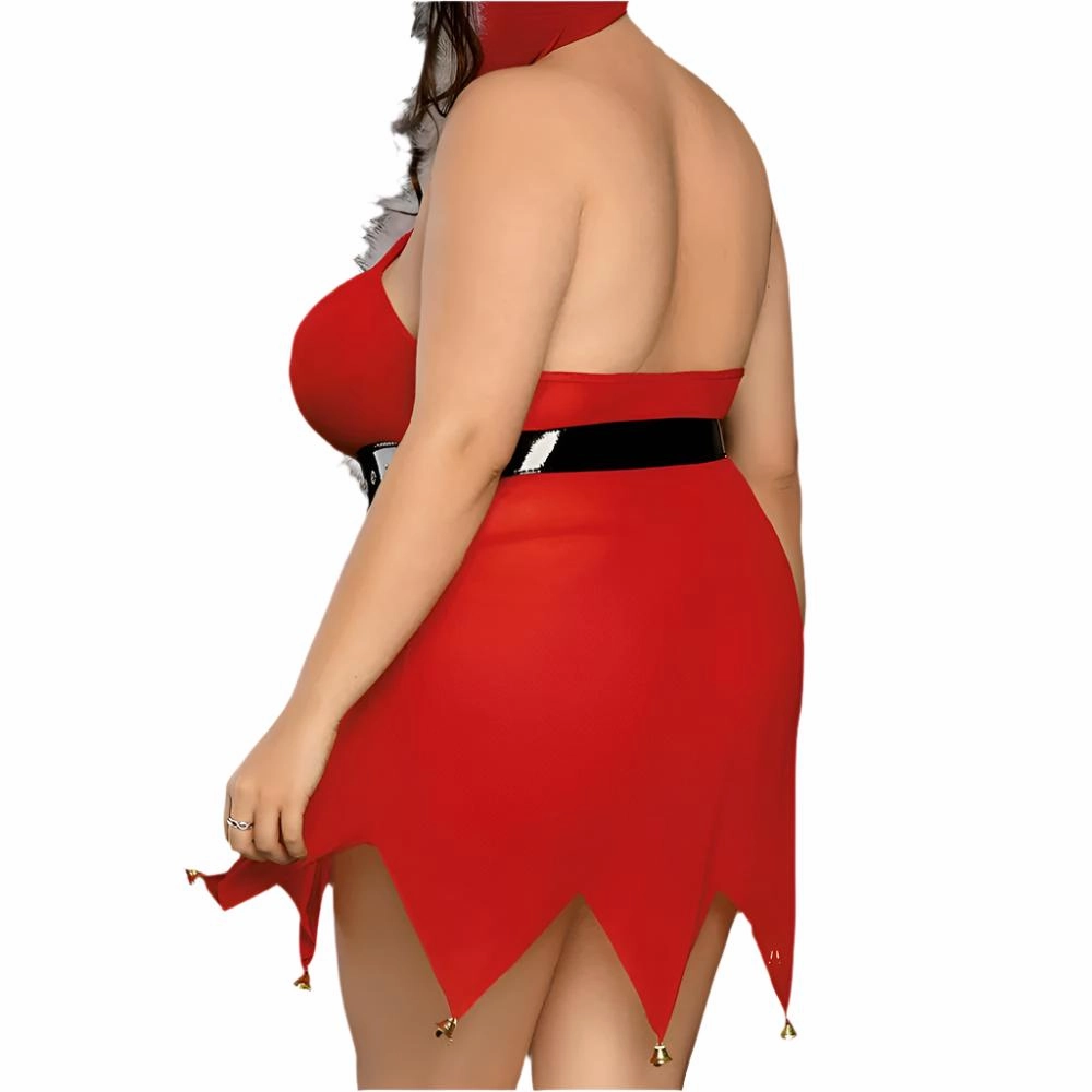JSY 3-Piece Hooded Christmas Dress Costume Set - Curvy