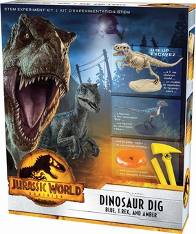 Jurassic World Dominion: Dinosaur Dig – Blue, T. Rex & Amber | Thames & Kosmos STEM Excavation Kit | Dig Out Prehistoric Treasures Custom Jurassic World Tools | Safe & Dust-Free | 2-Language (EN/FR)