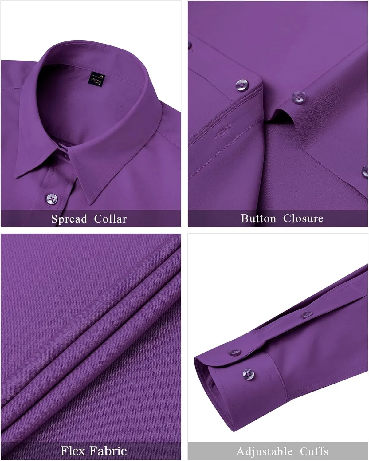 J.VER Womens Dress Shirts Long Sleeve Button Down Shirts Wrinkle-Free Solid Work Blouse