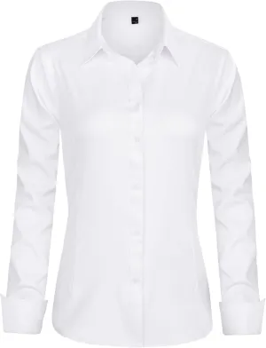 J.VER Womens Dress Shirts Long Sleeve Button Down Shirts Wrinkle-Free Solid Work Blouse