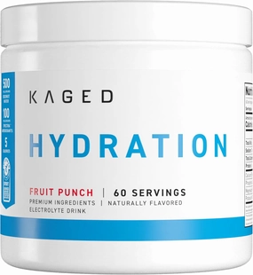 Kaged Electrolyte Hydration Powder, Hydracharge Fruit Punch, Sports Drink for Men and Women, Pre, Post, Intra Workout Supplement, 60 Servings