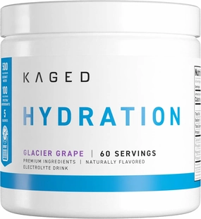 Kaged Electrolyte Hydration Powder, Hydracharge Glacier Grape, Sports Drink for Men and Women, Pre, Post, Intra Workout Supplement, 60 Servings