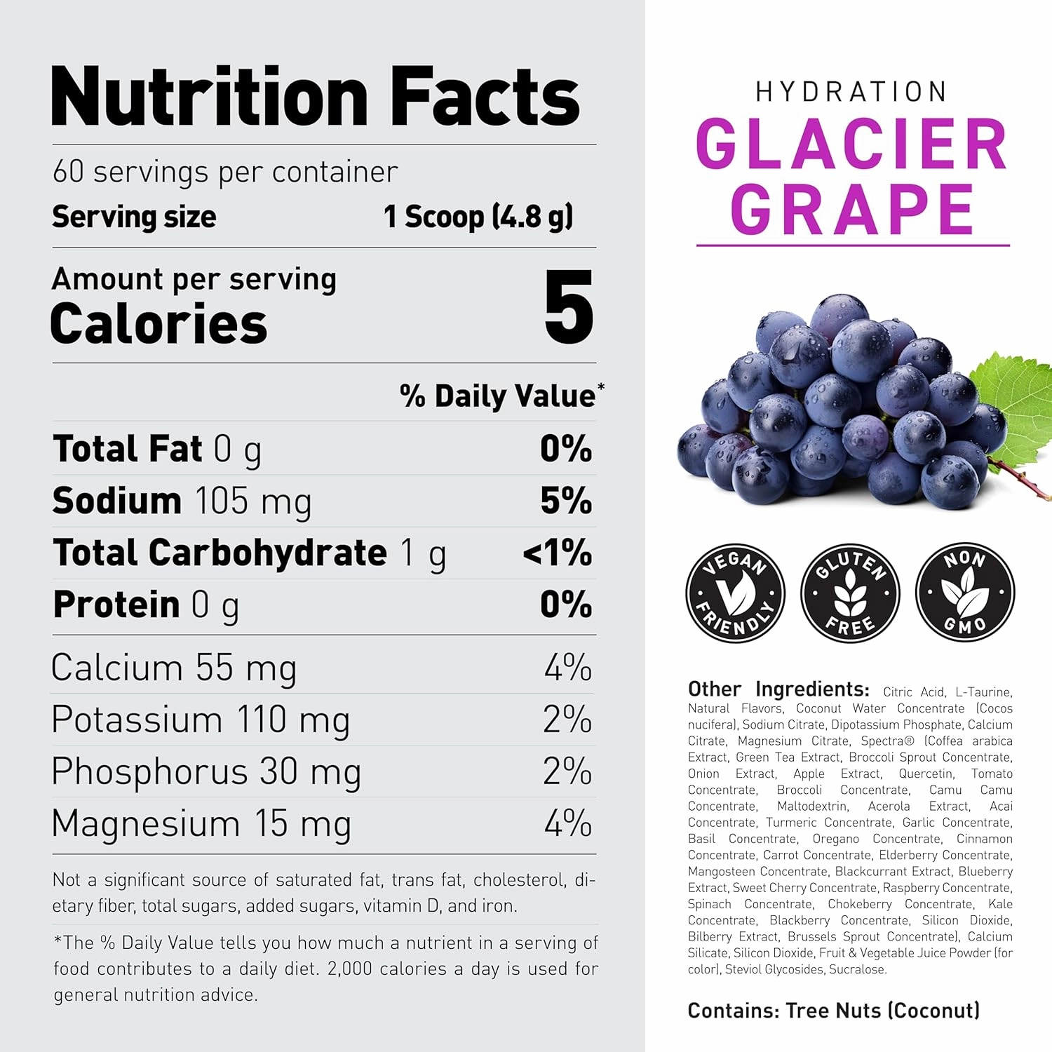 Kaged Electrolyte Hydration Powder, Hydracharge Glacier Grape, Sports Drink for Men and Women, Pre, Post, Intra Workout Supplement, 60 Servings