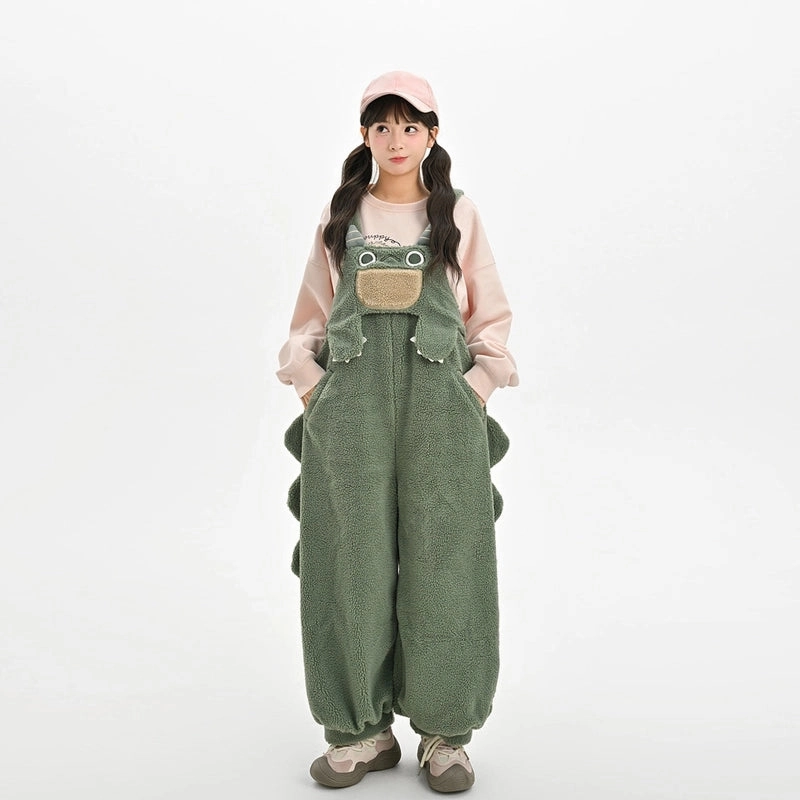Kawaii Green Dinosaur Overalls