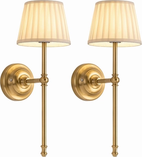 KDG Cordless Wall Sconces Set of 2, Small Wireless 5200mAh Rechargeable Battery Fabric LED Wall Lamps, Portables Lightings for Wall Painting, Living Room, Bedroom, Hallway, Gifts, Night Light (Gold)