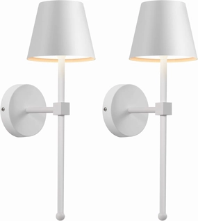 KDG Wireless Wall Sconces Set of 2, Small Cordless 5200mAh Rechargeable Battery LED Wall Lamps, Stepless Dimming Lightings for Wall Painting, Living Room, Bedroom, Hallway, Gifts, Night Light (White)