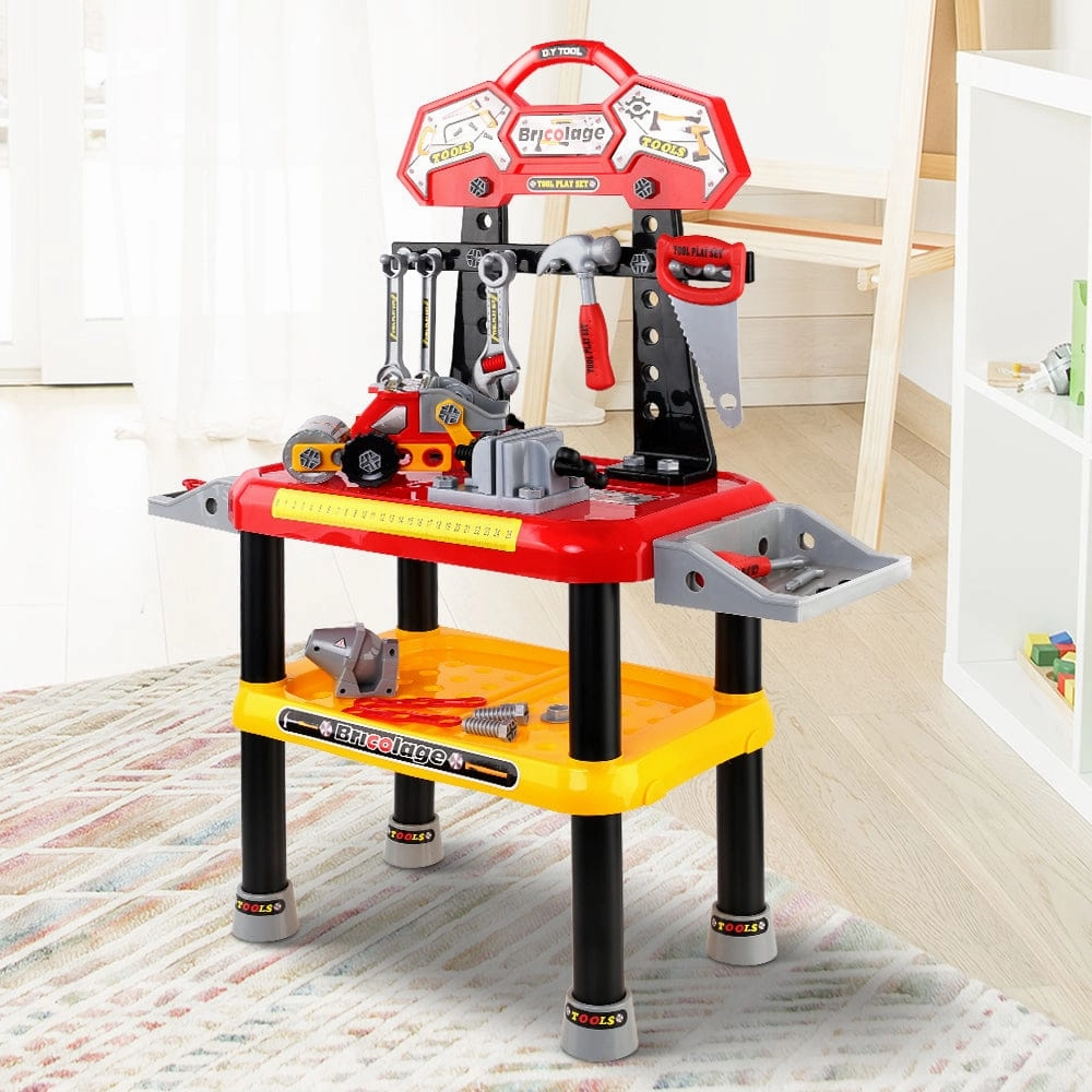 Keezi Kids Pretend Workbench DIY Tools 97 Piece Children Role Play Toys Red - ONLINE ONLY