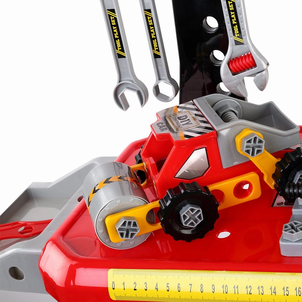 Keezi Kids Pretend Workbench DIY Tools 97 Piece Children Role Play Toys Red - ONLINE ONLY