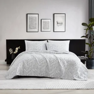 Kenneth Cole New York- King Quilt Set, Cotton Reversible Bedding Set, All Season Designer Home Décor (Urban Zebra Grey, King)