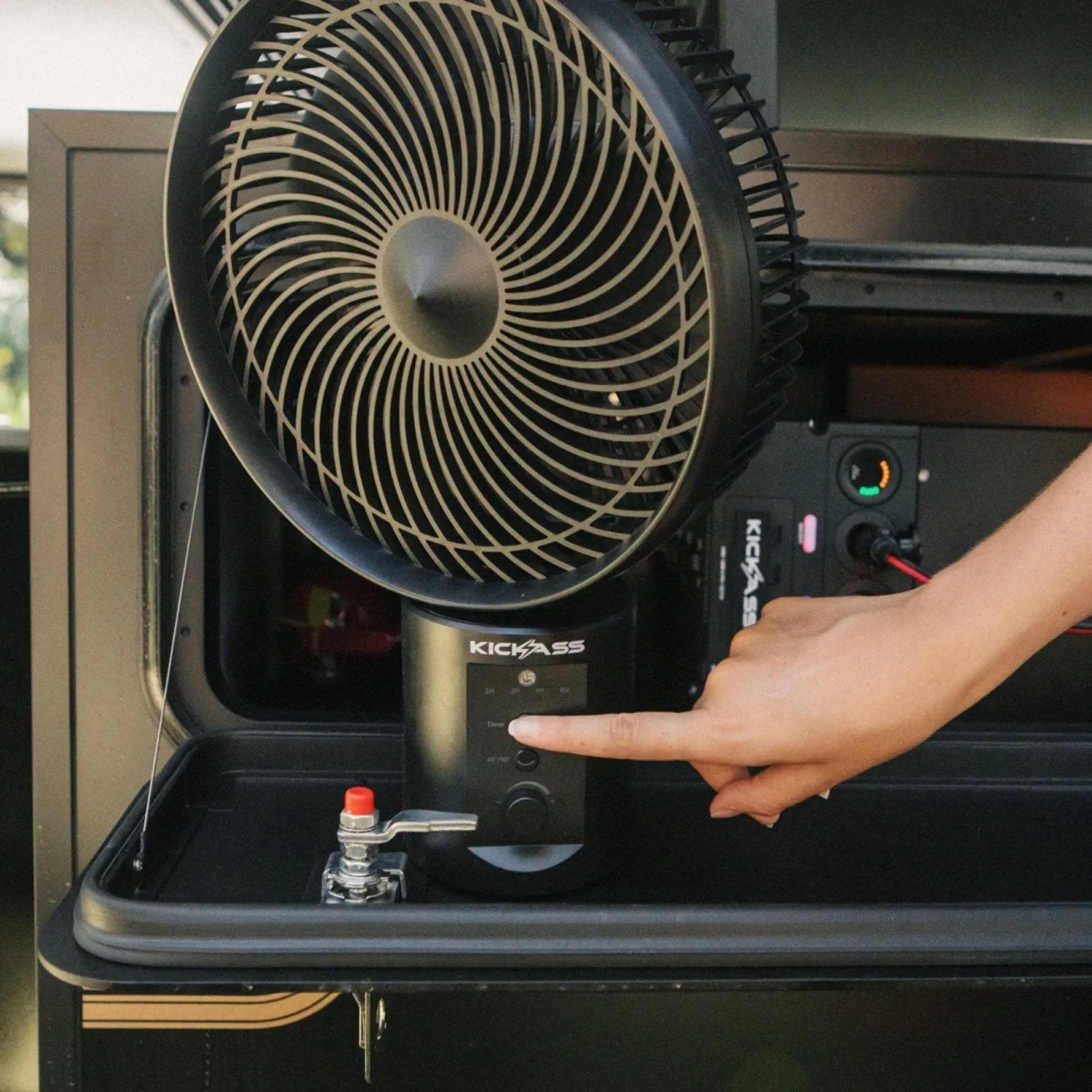 KickAss Large Oscillating Free Standing Fan with Tripod, Remote Control & Dual Power Banks