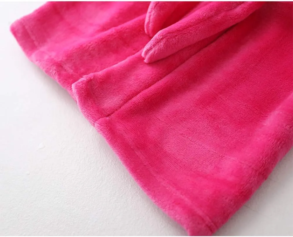 Kids Bathrobe Hooded Plush Fleece Robe for Girls Boys