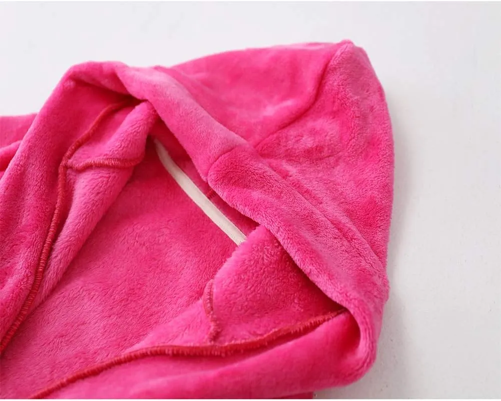Kids Bathrobe Hooded Plush Fleece Robe for Girls Boys
