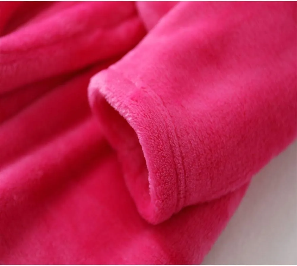 Kids Bathrobe Hooded Plush Fleece Robe for Girls Boys