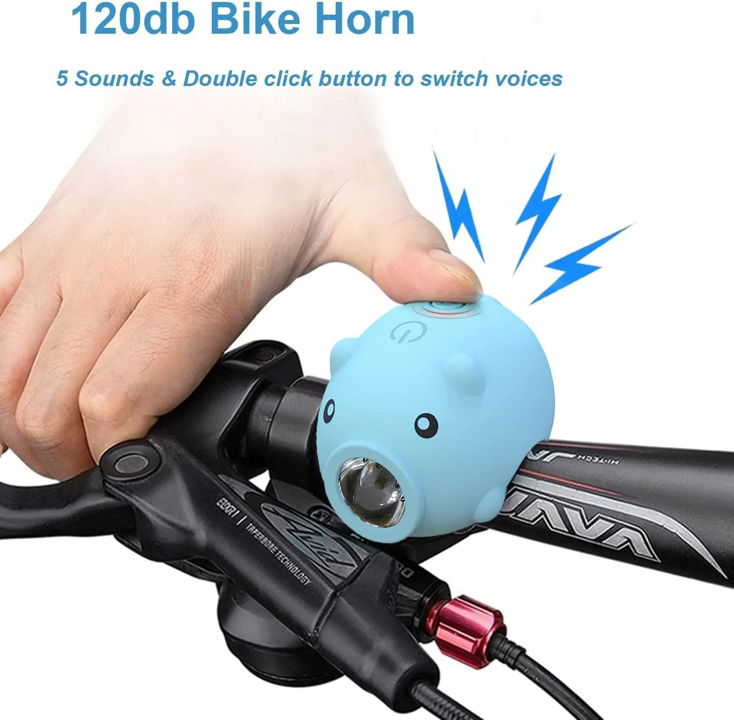 Kids Bike Lights for Night Riding, Girls Bike Horn and Light 2 in 1, Rechargeable Bike Scooter Headlight and Tail Light Set for Boys Adults, 3 Lighting Mode, Cute Bicycle Accessories