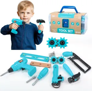 Kids Tool Set – Pretend Play Toddler Tool Set with Tool Box, Toy Drill, Hammer, Screwdriver，Screw Construction Kits, Educational Tools for Kids Ages 3,4,5,6,7 Years Old, Boy Girl Toy