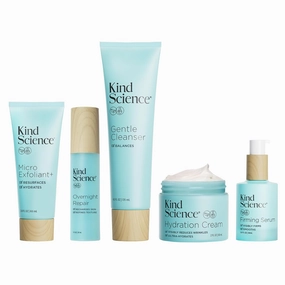 Kind Science 5-Piece Deluxe Anti Aging Skin Care Set for Day   Night Hydration, Anti Aging Treatment, Cleansing & Exfoliation - For Dry and Sensitive Skin - Fragrance Free, Cruelty Free