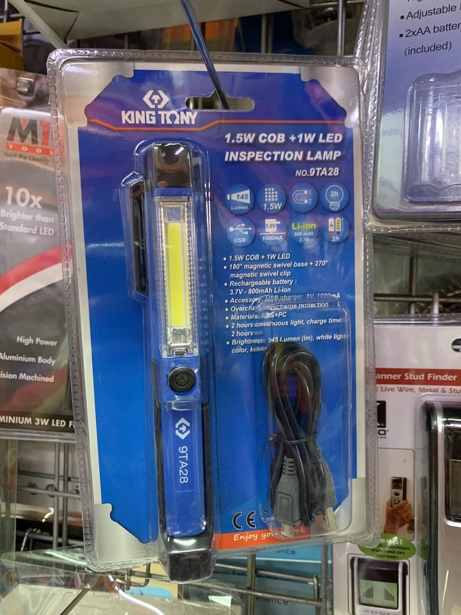 King Tony 9TA28 Handheld Rechargeable LED Pen Light Set Work Lamp with Magnetic Base