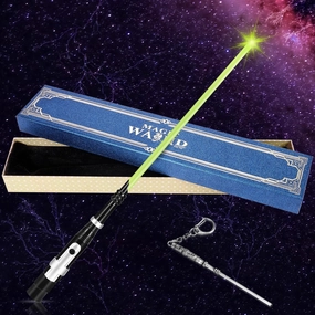 KingVows Light Up Magic Wizard Witch Wand 14.3" Rechargeable Sorcerer Witchcraft Wands for Cosplay Collection (Green)