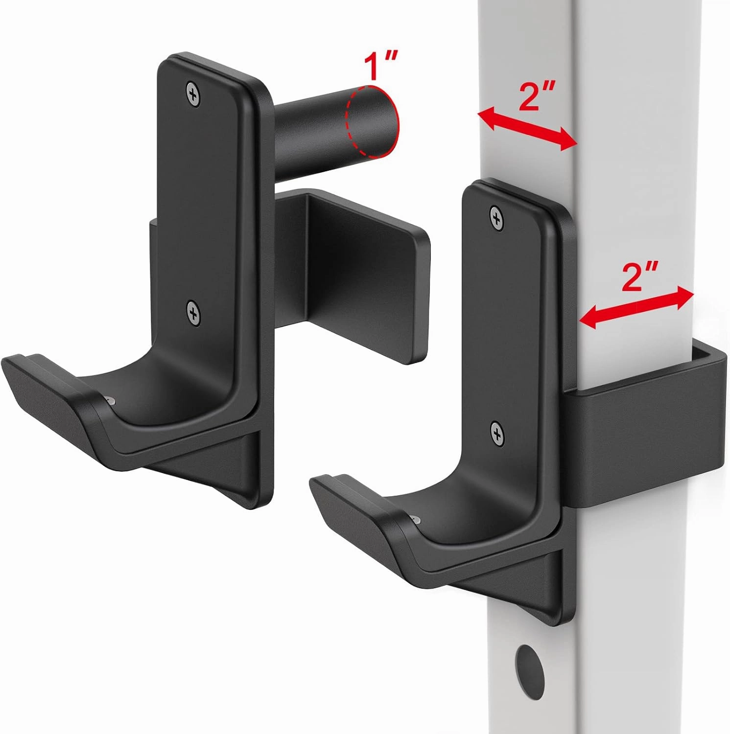 Kipika J-Hooks for 2'x2'and 3'x3' Power Rack - Bottom Reinforced Steel Hooks with Rubber Pad - Set of 2