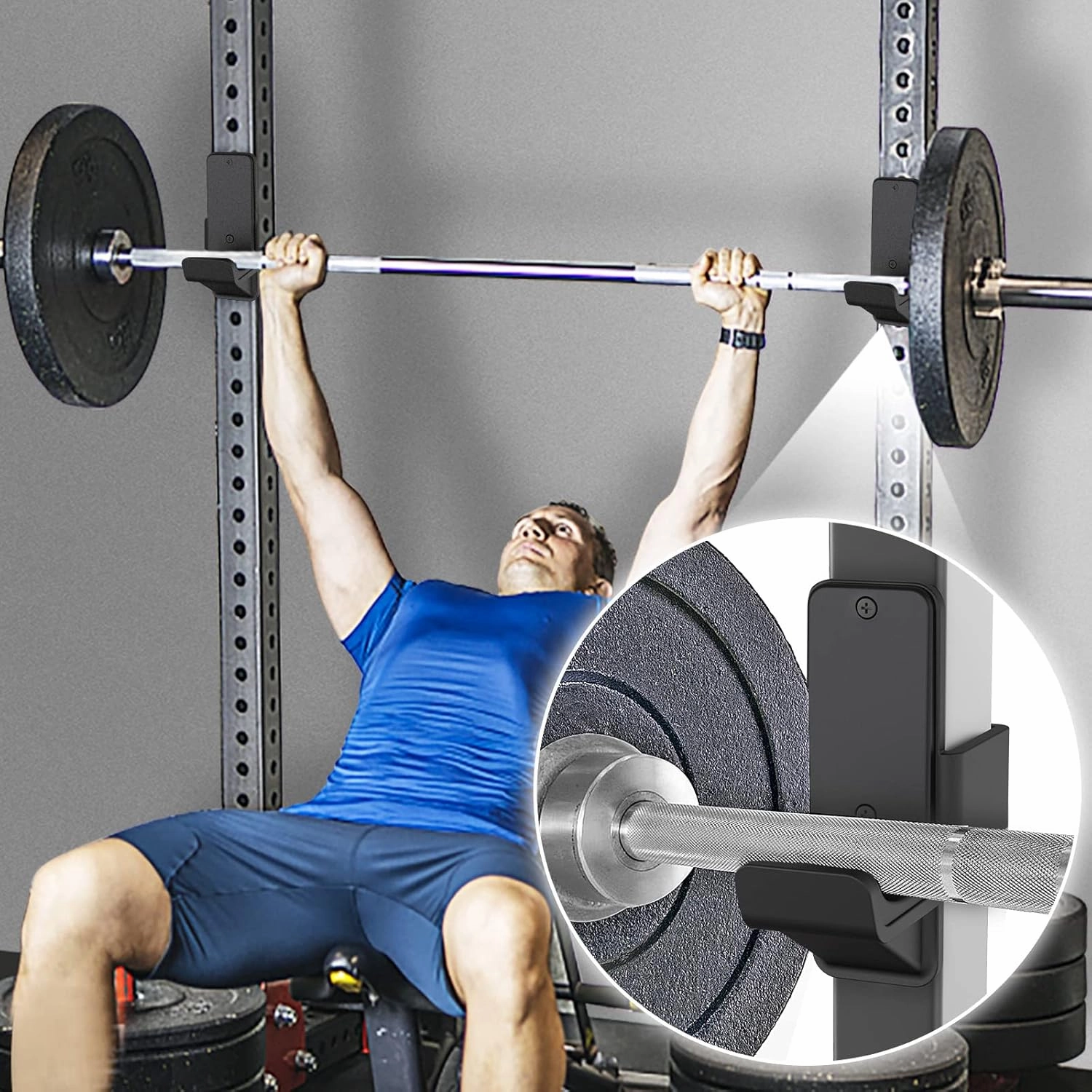 Kipika J-Hooks for 2'x2'and 3'x3' Power Rack - Bottom Reinforced Steel Hooks with Rubber Pad - Set of 2