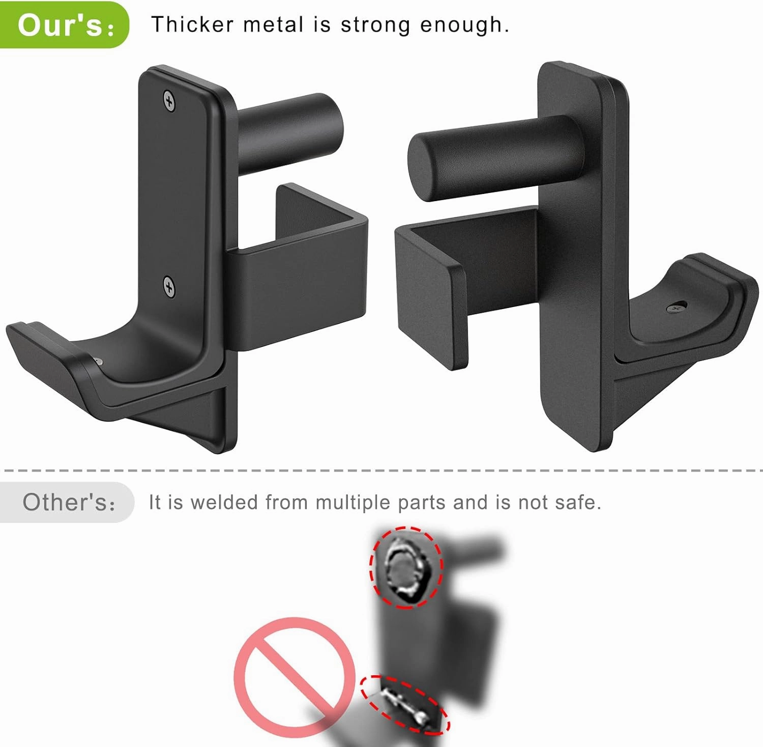 Kipika J-Hooks for 2'x2'and 3'x3' Power Rack - Bottom Reinforced Steel Hooks with Rubber Pad - Set of 2