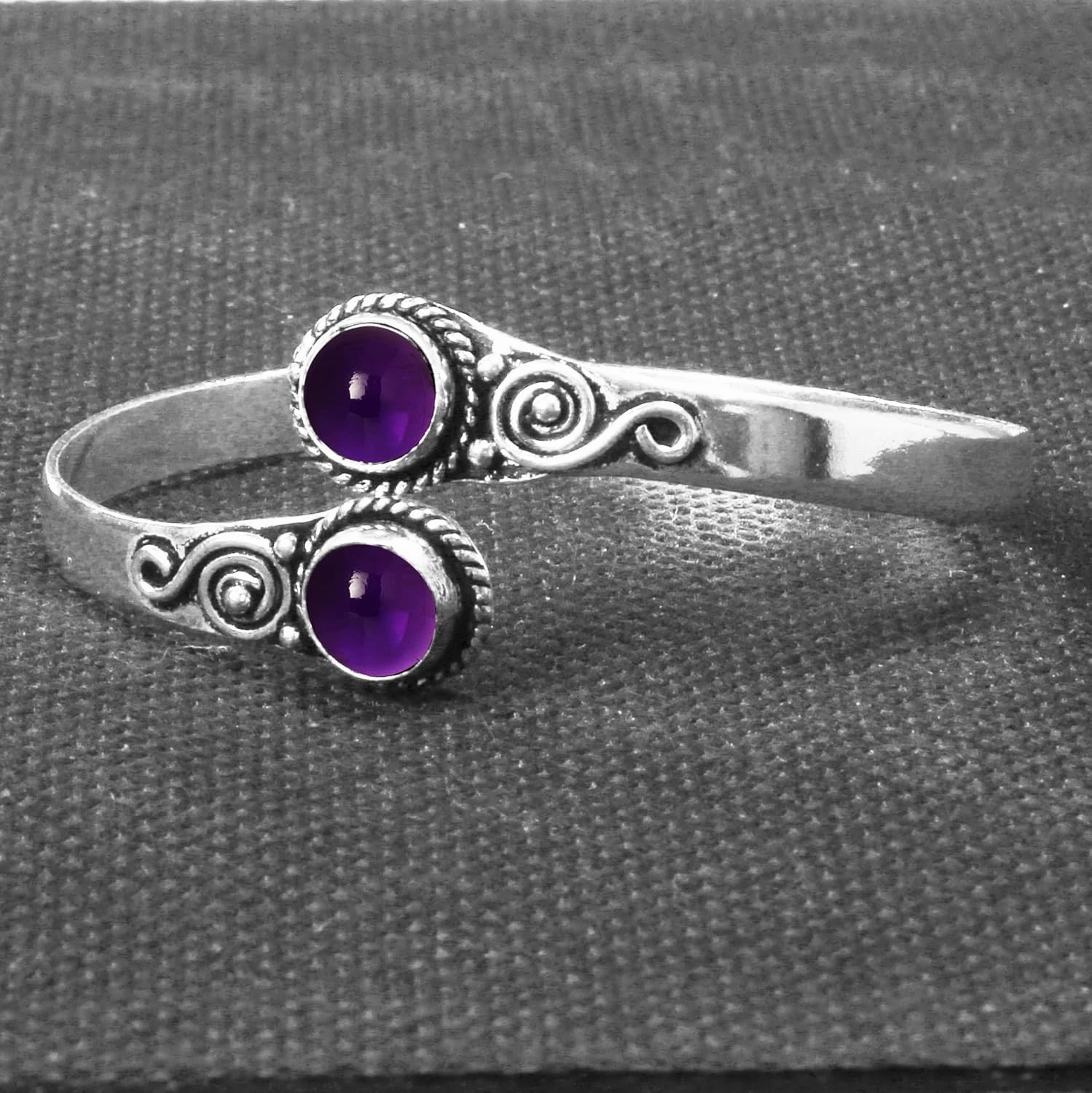 Kirti Gems Crystal Silver Bracelet for Women, Adjustable set with Natural Gemstones Silver Plated Jewelry