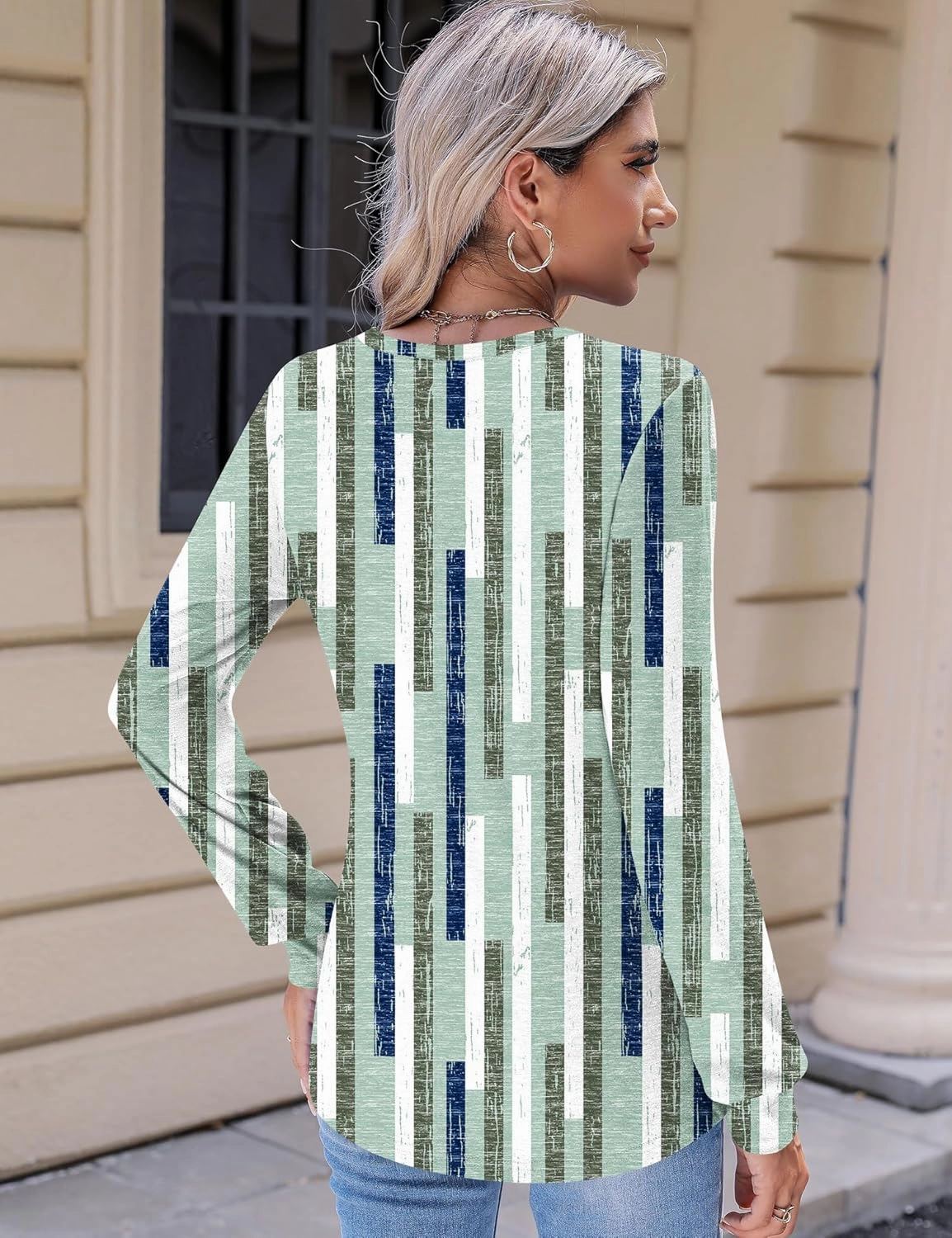 Kistore Womens Long Sleeve Tops Crew Neck Pleated Casual Dressy Blouses T Shirts Fall Clothes 2024