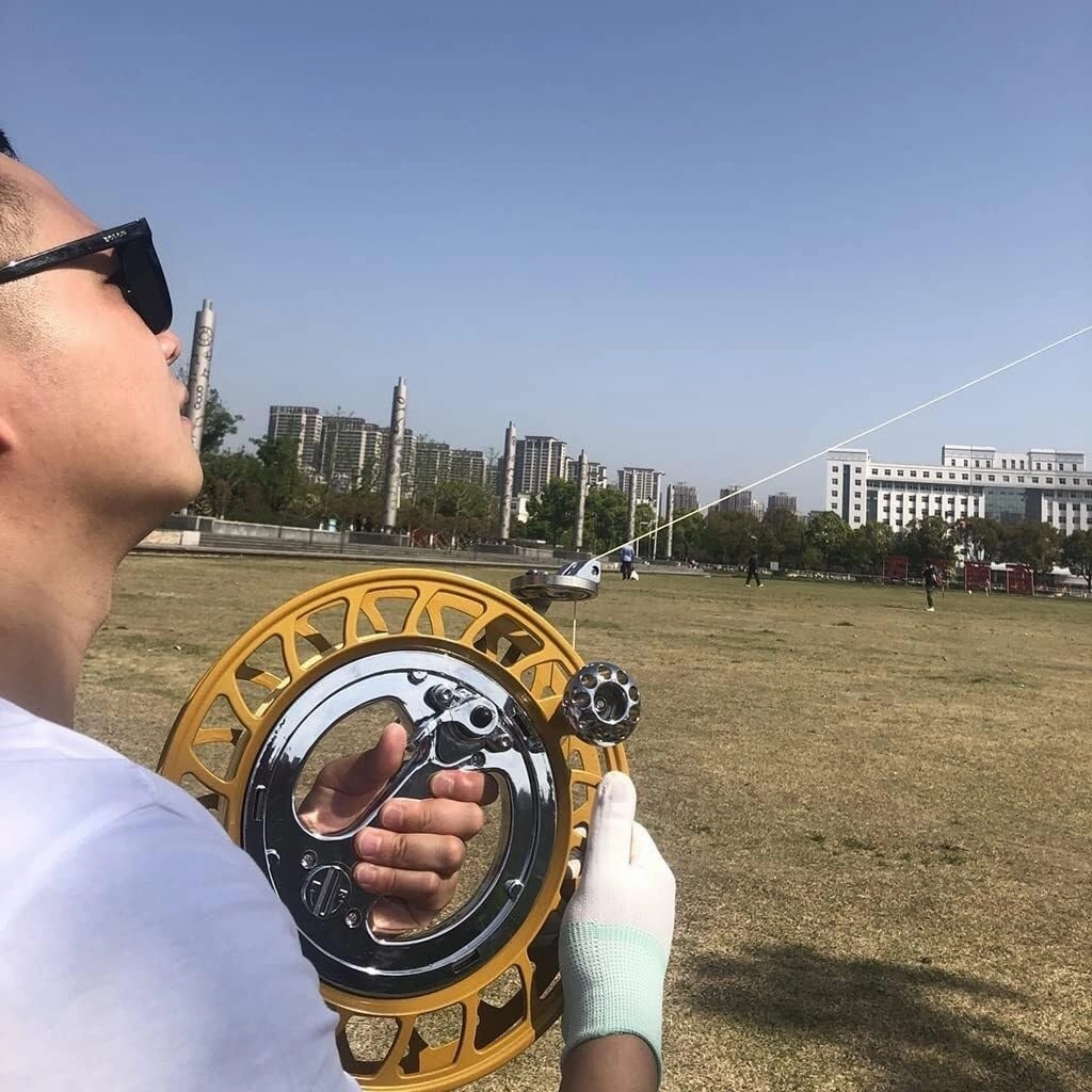 Kite String Reel Winder, 28cm/11 Anti-Reverse Switch, Metal Kite Line Tool for Adults & Kids, Gold, for Outdoor Activities
