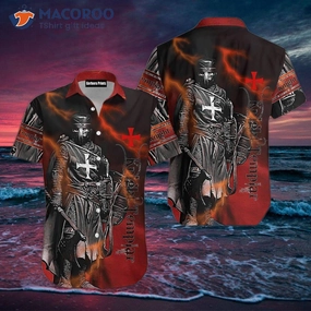 Knight Templar Red Lightning Hawaiian Shirts