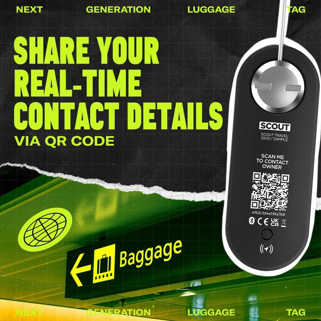 Knog Scout iOS Smart Tag, Tracker & 85d Alarm– Rechargeable Luggage Tag Compatible with iOS App & Apple Find My, Digital Contact Info, Remote Chime, Low Battery Alerts, Water-Resistant, Red