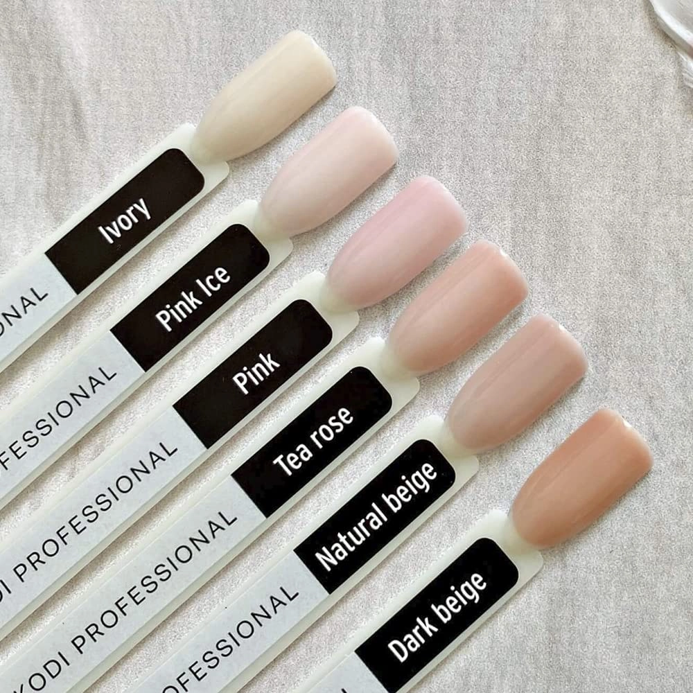 Kodi Professional Natural Rubber Base 12ml. (0.42 fl oz) Camouflage/Color, Pink, Beige, Rose, Ivory Gel LED/UV Nail Coat Soak Off Original   Gift Nail File (Rubber Base IVORY 15ml.)
